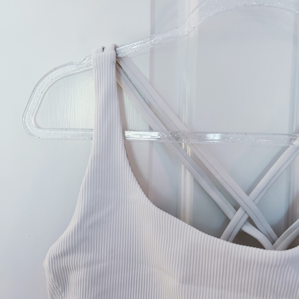lululemon ribbed white longline energy sports bra